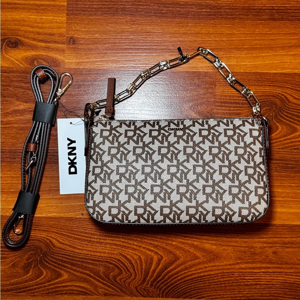 DKNY Brown Monogram Bryant Park Demi Bag